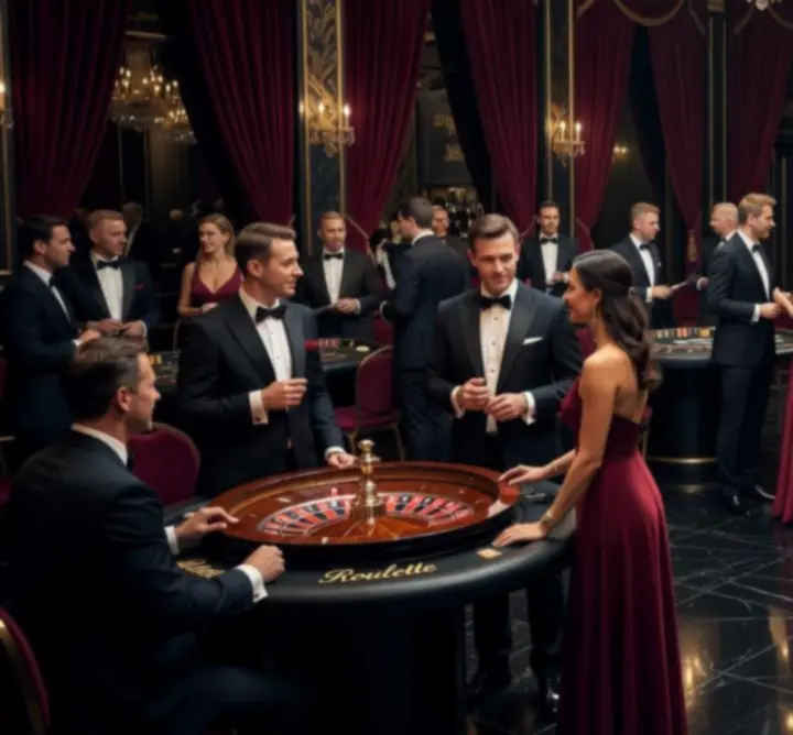 Prestiżowa atmosfera luksusowego eventu kasynowego z eleganckimi gośćmi w Polsce