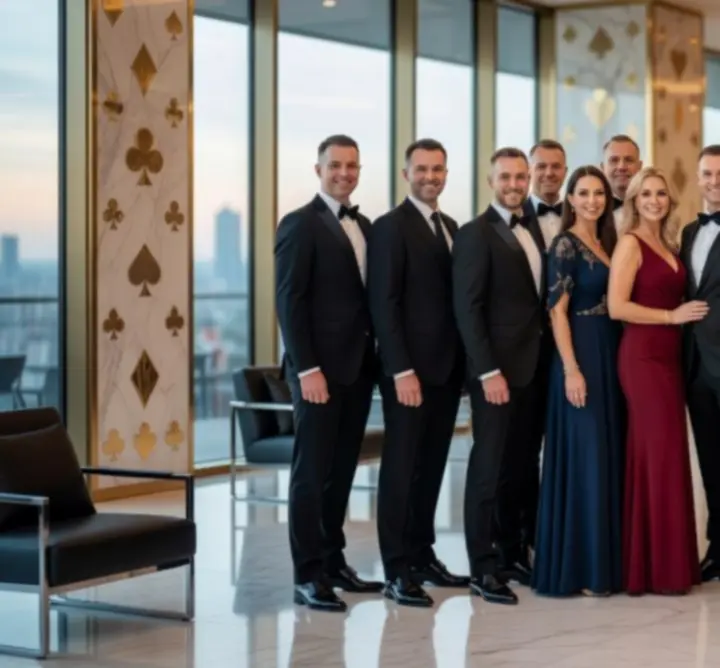 Zespół agencji eventowej GYT podczas organizacji eleganckiego eventu kasynowego
